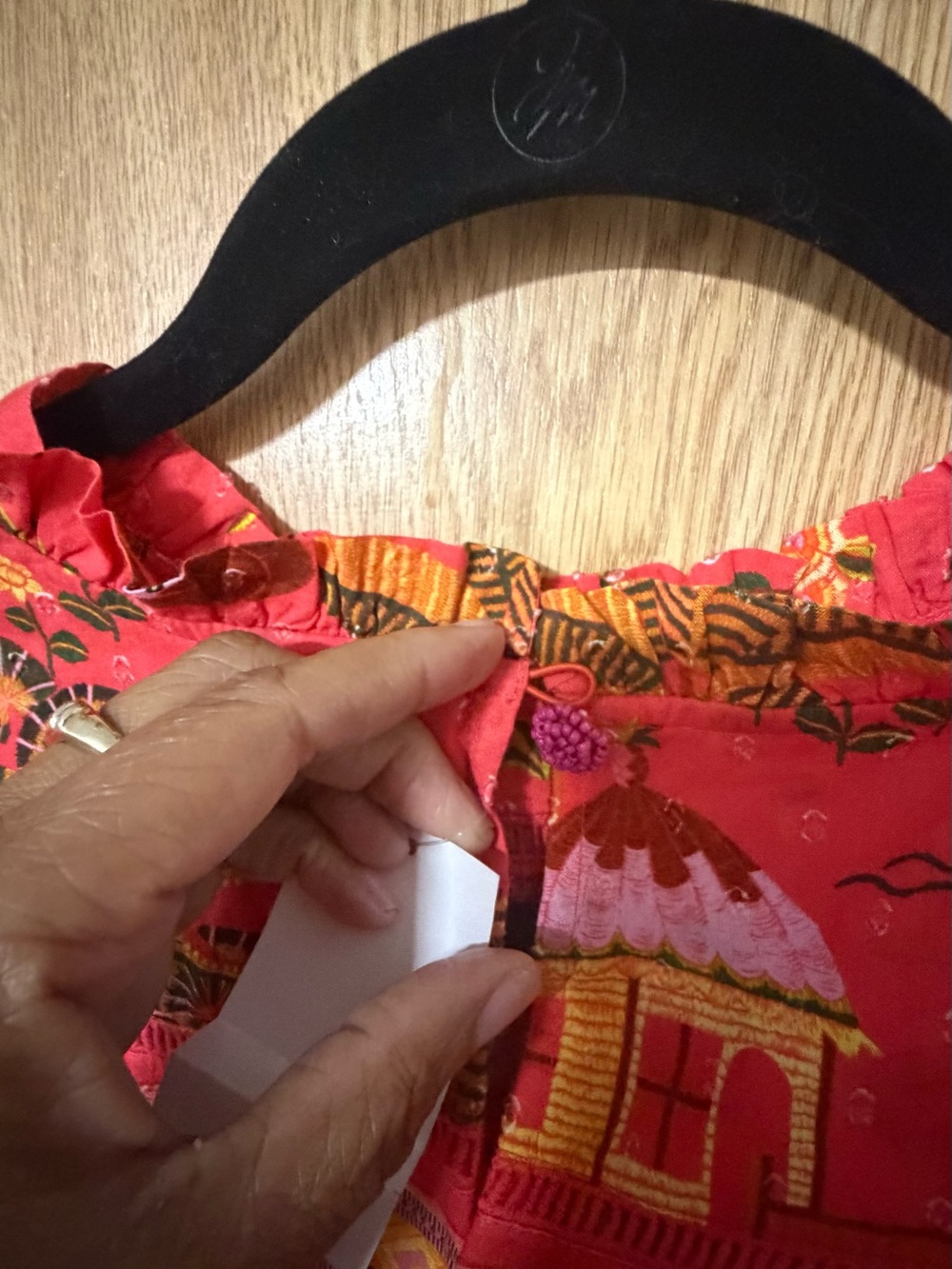 FARM Rio Coral and Yellow Printed Ruffle Blouse - Picture 6 of 9